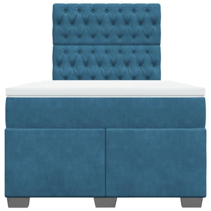 Κρεβάτι Boxspring με Στρώμα Μπλε 120x190 εκ. Βελούδινο - Pakobazaar