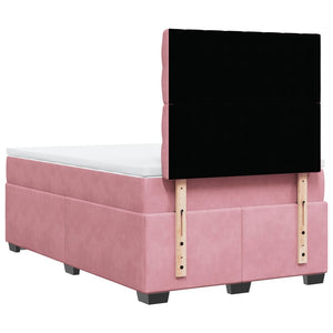 Κρεβάτι Boxspring με Στρώμα Ροζ 120x190 εκ. Βελούδινο