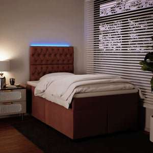 Κρεβάτι Boxspring με Στρώμα Ροζ 120x190 εκ. Βελούδινο