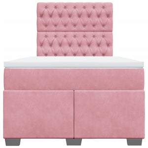 Κρεβάτι Boxspring με Στρώμα Ροζ 120x190 εκ. Βελούδινο