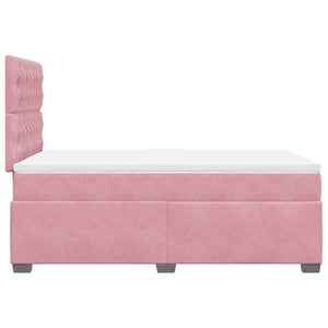 Κρεβάτι Boxspring με Στρώμα Ροζ 120x190 εκ. Βελούδινο