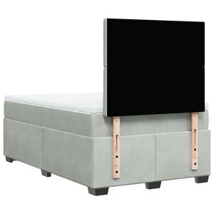 Κρεβάτι Boxspring με Στρώμα Ανοιχτό Γκρι 120x190 εκ. Βελούδινο - Pakobazaar