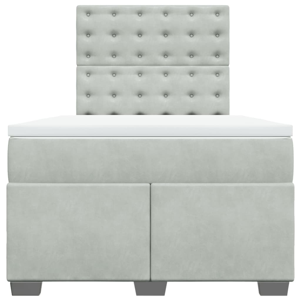 Κρεβάτι Boxspring με Στρώμα Ανοιχτό Γκρι 120x190 εκ. Βελούδινο - Pakobazaar