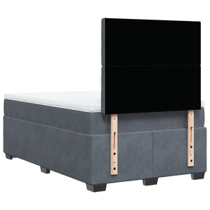 Κρεβάτι Boxspring με Στρώμα Σκούρο Γκρι 120x190 εκ. Βελούδινο - Pakobazaar