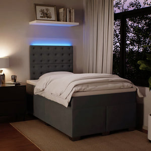 Κρεβάτι Boxspring με Στρώμα Σκούρο Γκρι 120x190 εκ. Βελούδινο - Pakobazaar