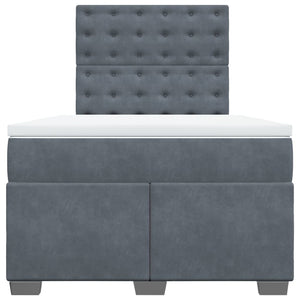 Κρεβάτι Boxspring με Στρώμα Σκούρο Γκρι 120x190 εκ. Βελούδινο - Pakobazaar