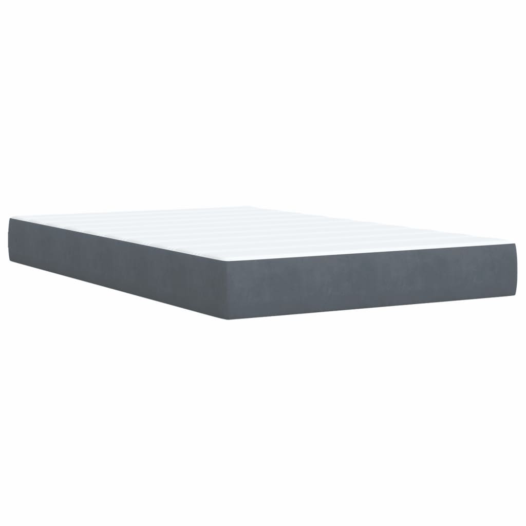 Κρεβάτι Boxspring με Στρώμα Σκούρο Γκρι 120x190 εκ. Βελούδινο - Pakobazaar
