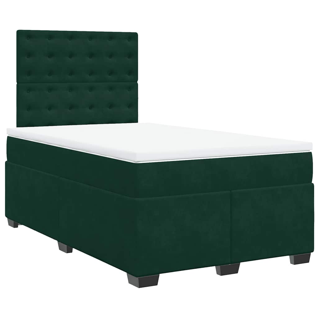 Κρεβάτι Boxspring με Στρώμα Σκούρο Πράσινο 120x190εκ. Βελούδινο - Pakobazaar