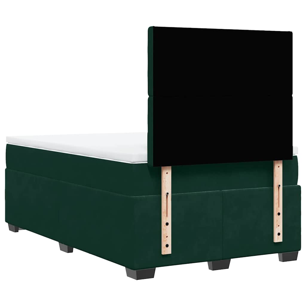 Κρεβάτι Boxspring με Στρώμα Σκούρο Πράσινο 120x190εκ. Βελούδινο - Pakobazaar