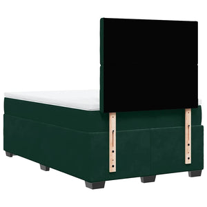 Κρεβάτι Boxspring με Στρώμα Σκούρο Πράσινο 120x190εκ. Βελούδινο - Pakobazaar