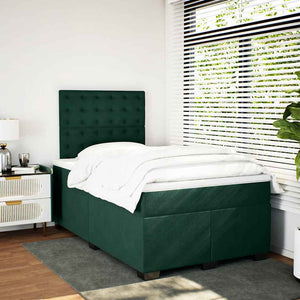Κρεβάτι Boxspring με Στρώμα Σκούρο Πράσινο 120x190εκ. Βελούδινο - Pakobazaar