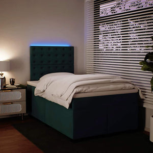 Κρεβάτι Boxspring με Στρώμα Σκούρο Πράσινο 120x190εκ. Βελούδινο - Pakobazaar