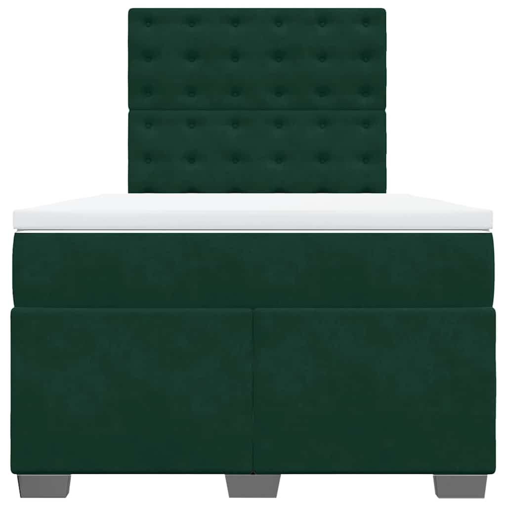 Κρεβάτι Boxspring με Στρώμα Σκούρο Πράσινο 120x190εκ. Βελούδινο - Pakobazaar