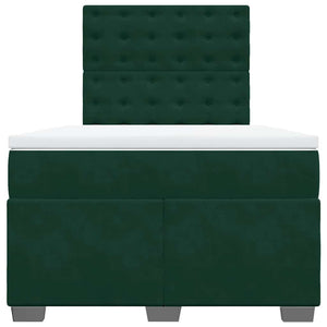 Κρεβάτι Boxspring με Στρώμα Σκούρο Πράσινο 120x190εκ. Βελούδινο - Pakobazaar