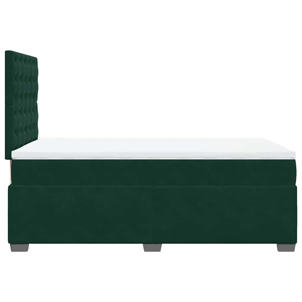 Κρεβάτι Boxspring με Στρώμα Σκούρο Πράσινο 120x190εκ. Βελούδινο - Pakobazaar