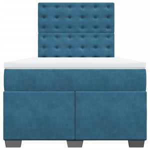 Κρεβάτι Boxspring με Στρώμα Μπλε 120x190 εκ. Βελούδινο