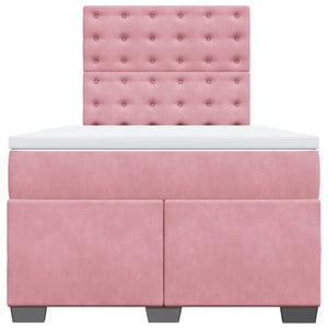 Κρεβάτι Boxspring με Στρώμα Ροζ 120x190 εκ. Βελούδινο - Pakobazaar