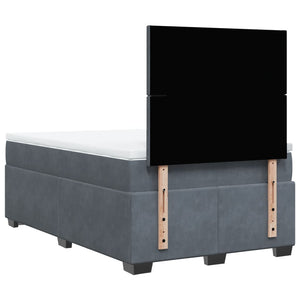 Κρεβάτι Boxspring με Στρώμα Σκούρο Γκρι 120x200 εκ. Βελούδινο - Pakobazaar