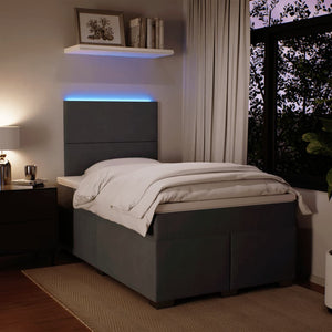 Κρεβάτι Boxspring με Στρώμα Σκούρο Γκρι 120x200 εκ. Βελούδινο - Pakobazaar