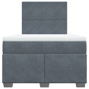 Κρεβάτι Boxspring με Στρώμα Σκούρο Γκρι 120x200 εκ. Βελούδινο - Pakobazaar