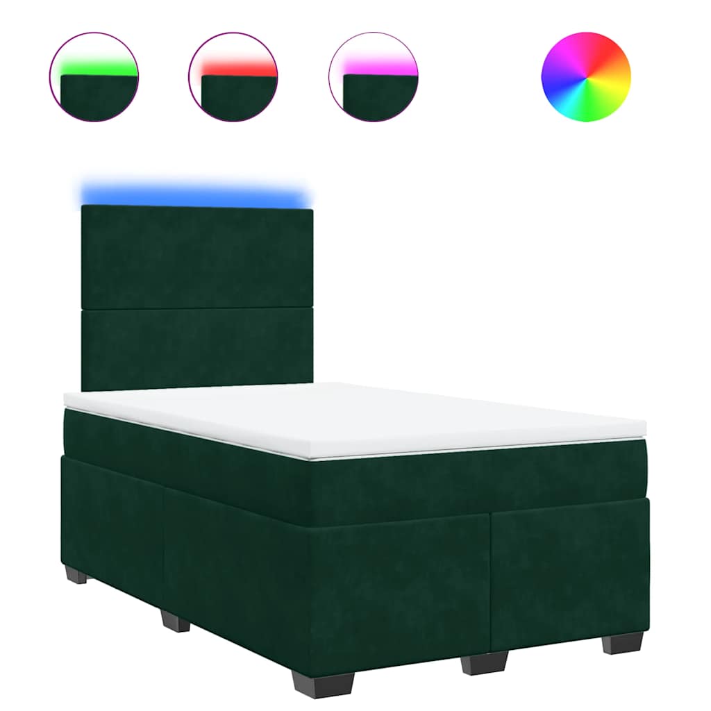 Κρεβάτι Boxspring με Στρώμα Σκούρο Πράσινο 120x200εκ. Βελούδινο - Pakobazaar