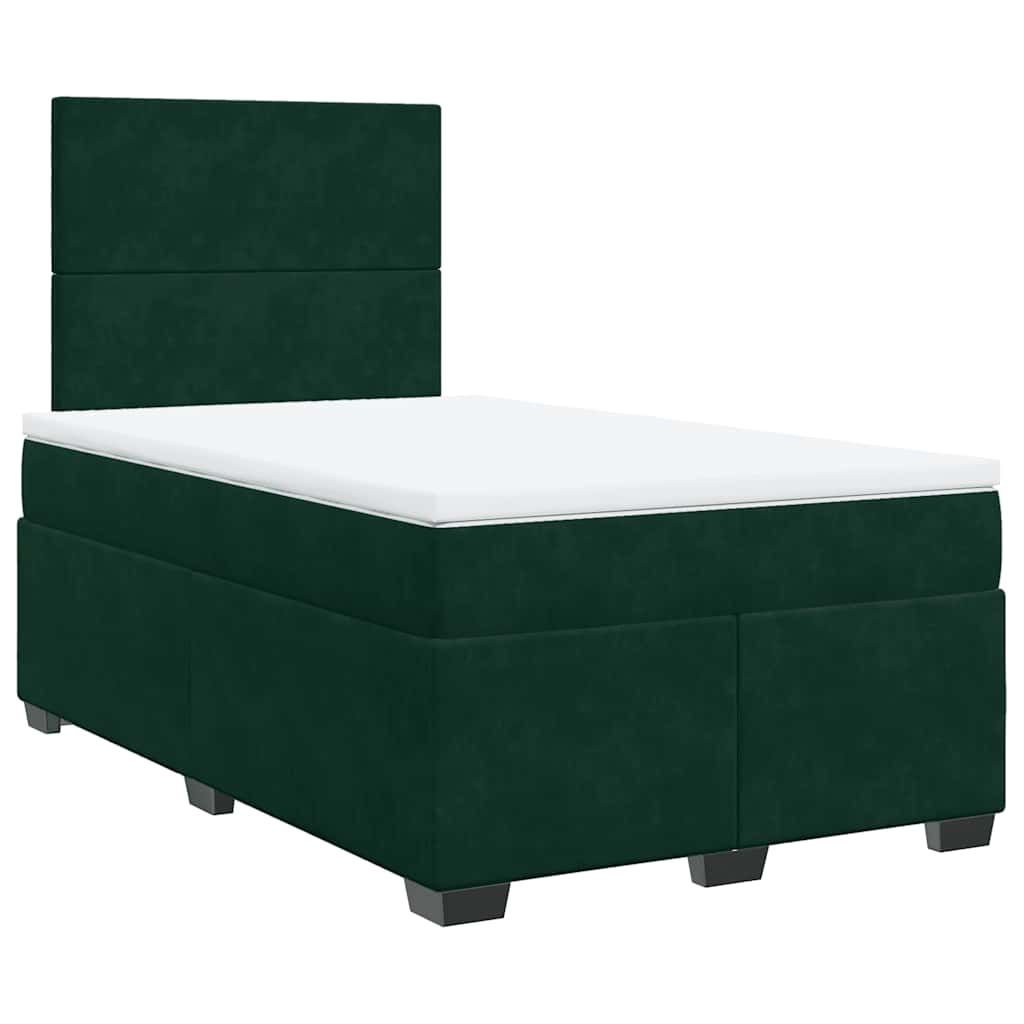 Κρεβάτι Boxspring με Στρώμα Σκούρο Πράσινο 120x200εκ. Βελούδινο - Pakobazaar