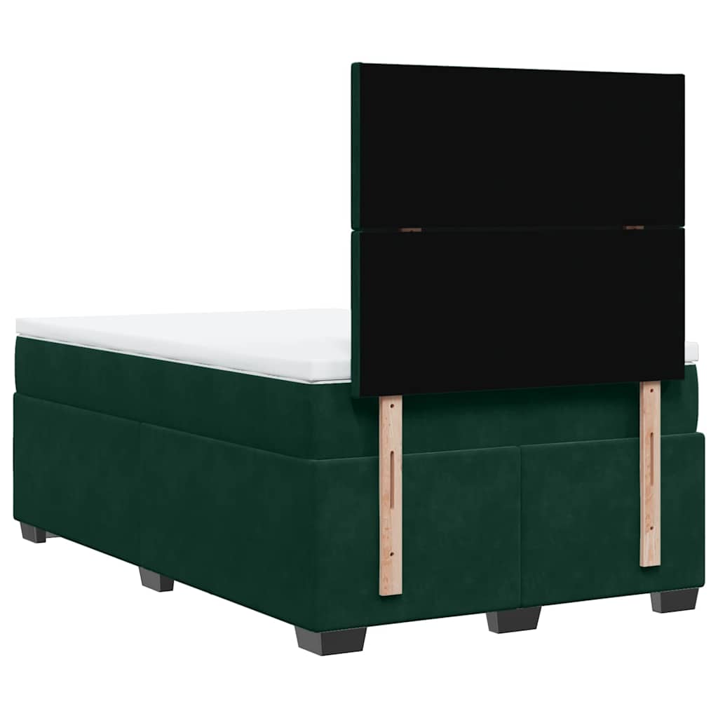 Κρεβάτι Boxspring με Στρώμα Σκούρο Πράσινο 120x200εκ. Βελούδινο - Pakobazaar