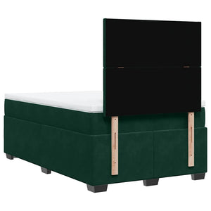 Κρεβάτι Boxspring με Στρώμα Σκούρο Πράσινο 120x200εκ. Βελούδινο - Pakobazaar