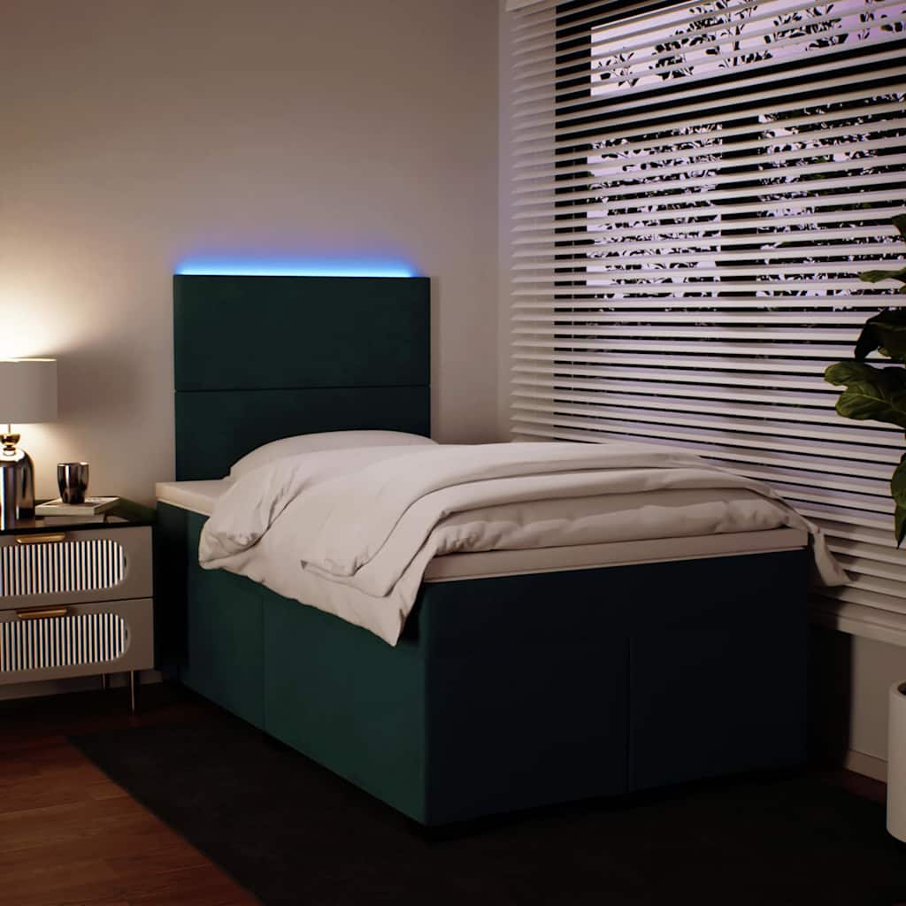 Κρεβάτι Boxspring με Στρώμα Σκούρο Πράσινο 120x200εκ. Βελούδινο - Pakobazaar