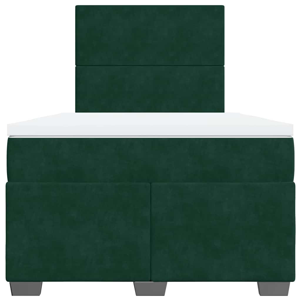 Κρεβάτι Boxspring με Στρώμα Σκούρο Πράσινο 120x200εκ. Βελούδινο - Pakobazaar