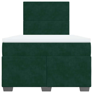 Κρεβάτι Boxspring με Στρώμα Σκούρο Πράσινο 120x200εκ. Βελούδινο - Pakobazaar