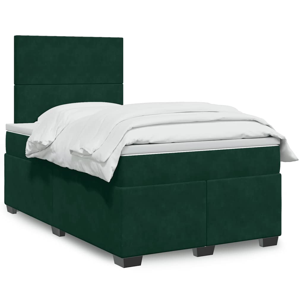 Κρεβάτι Boxspring με Στρώμα Σκούρο Πράσινο 120x200εκ. Βελούδινο - Pakobazaar