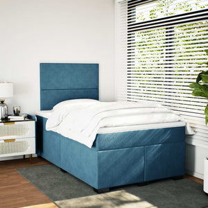 Κρεβάτι Boxspring με Στρώμα Μπλε 120x200 εκ. Βελούδινο - Pakobazaar