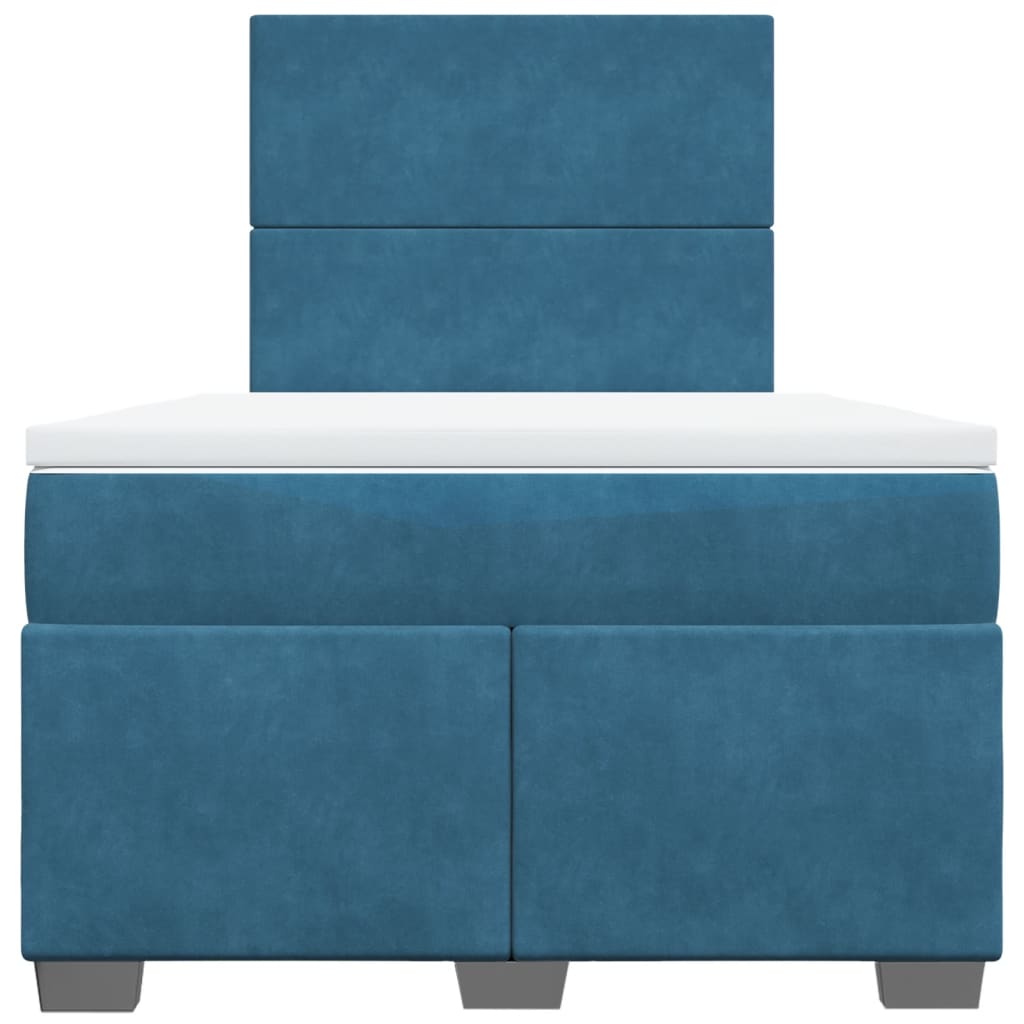 Κρεβάτι Boxspring με Στρώμα Μπλε 120x200 εκ. Βελούδινο - Pakobazaar
