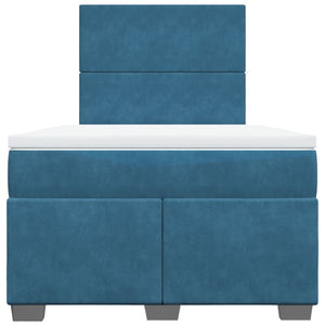 Κρεβάτι Boxspring με Στρώμα Μπλε 120x200 εκ. Βελούδινο - Pakobazaar