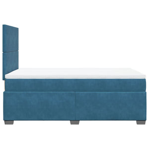 Κρεβάτι Boxspring με Στρώμα Μπλε 120x200 εκ. Βελούδινο - Pakobazaar
