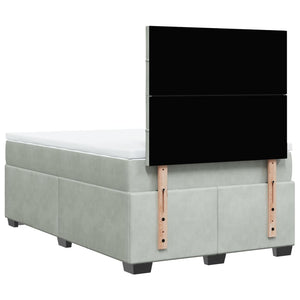 Κρεβάτι Boxspring με Στρώμα Ανοιχτό Γκρι 120x200 εκ. Βελούδινο - Pakobazaar