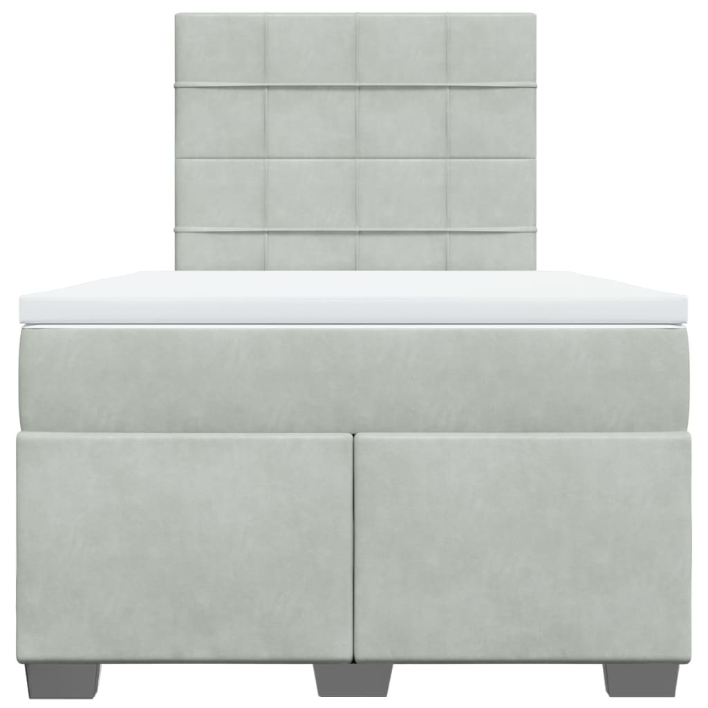 Κρεβάτι Boxspring με Στρώμα Ανοιχτό Γκρι 120x200 εκ. Βελούδινο - Pakobazaar