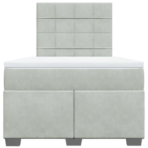 Κρεβάτι Boxspring με Στρώμα Ανοιχτό Γκρι 120x200 εκ. Βελούδινο - Pakobazaar