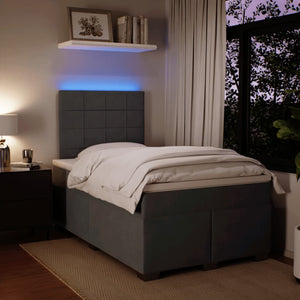 Κρεβάτι Boxspring με Στρώμα Σκούρο Γκρι 120x200 εκ. Βελούδινο - Pakobazaar