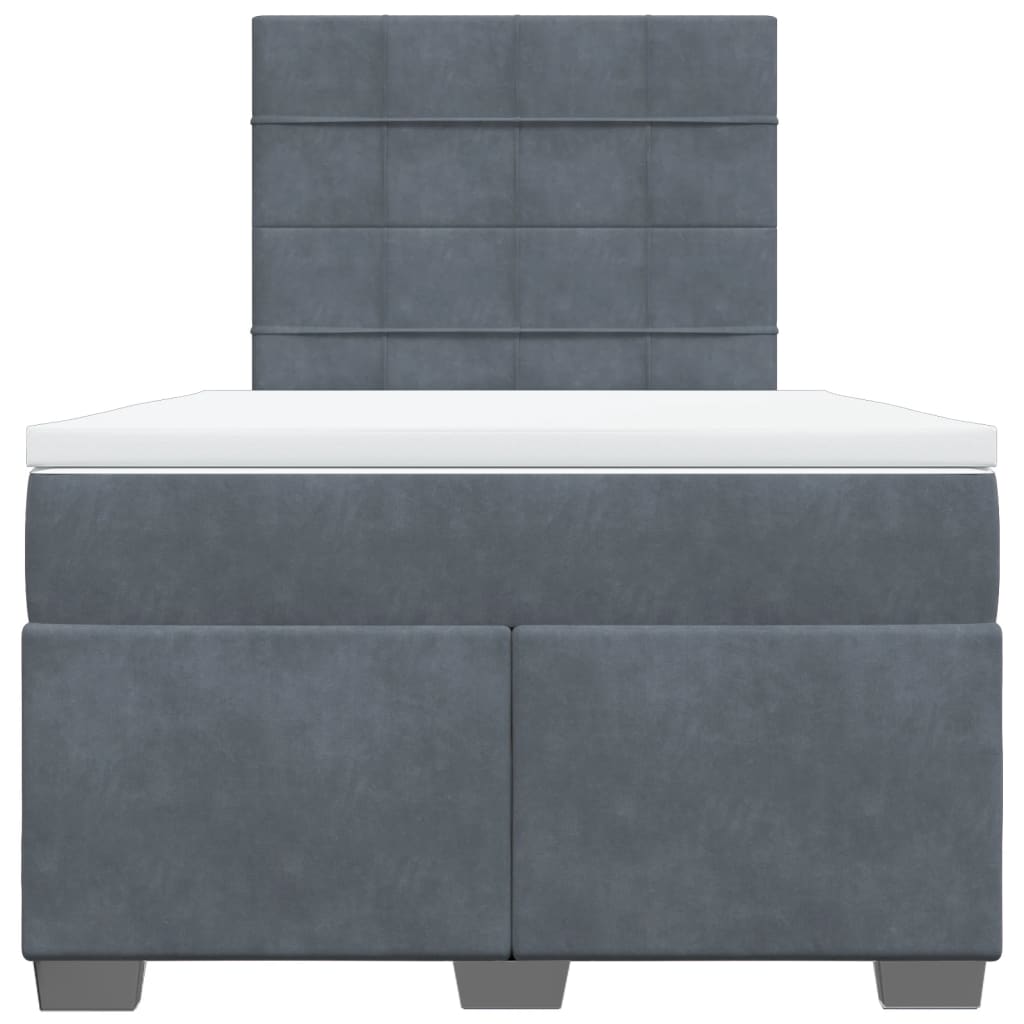 Κρεβάτι Boxspring με Στρώμα Σκούρο Γκρι 120x200 εκ. Βελούδινο - Pakobazaar