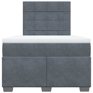 Κρεβάτι Boxspring με Στρώμα Σκούρο Γκρι 120x200 εκ. Βελούδινο - Pakobazaar