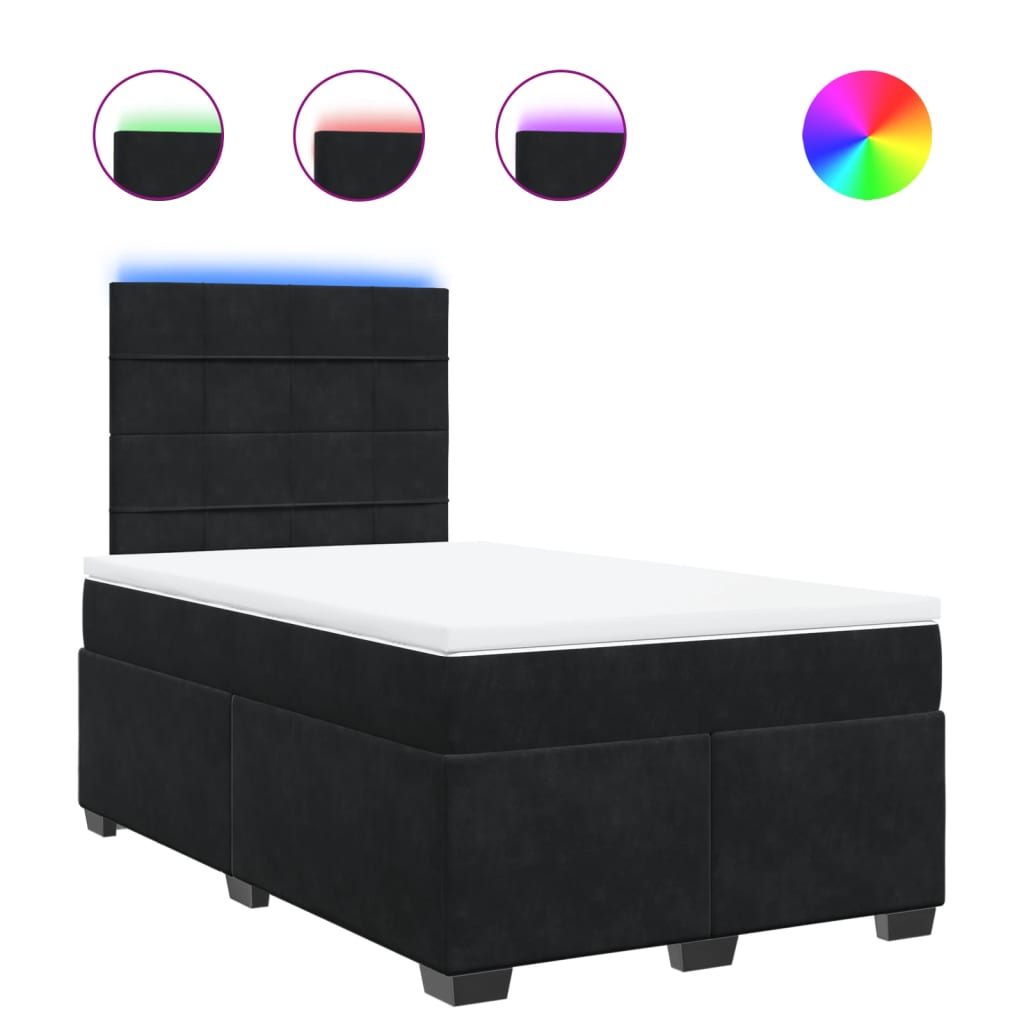 Κρεβάτι Boxspring με Στρώμα Μαύρο 120 x 200 εκ. Βελούδινο - Pakobazaar