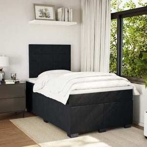 Κρεβάτι Boxspring με Στρώμα Μαύρο 120 x 200 εκ. Βελούδινο - Pakobazaar