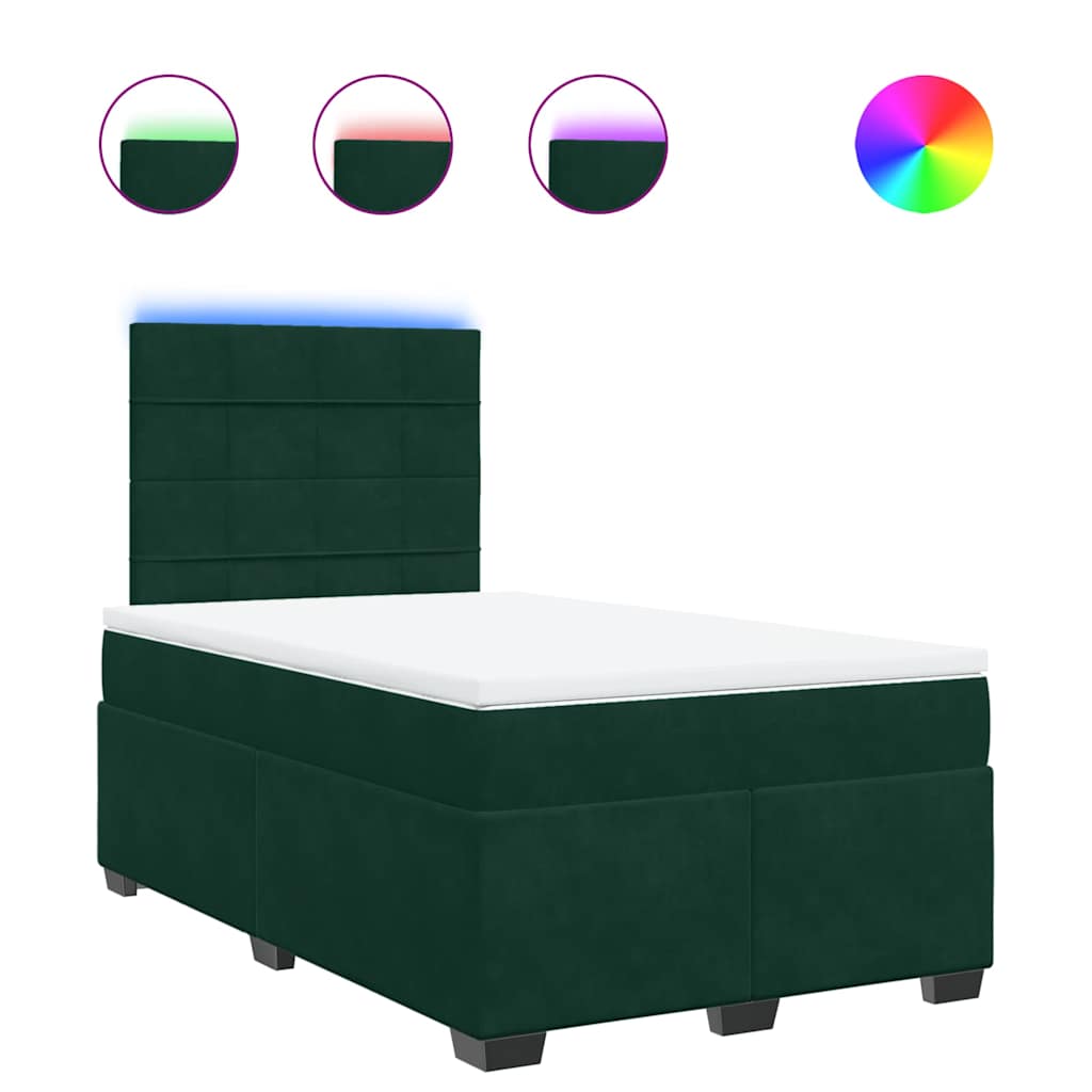 Κρεβάτι Boxspring με Στρώμα Σκούρο Πράσινο 120x200εκ. Βελούδινο - Pakobazaar