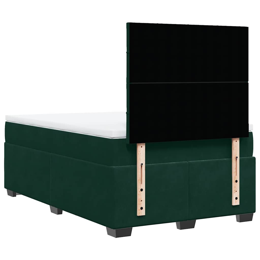 Κρεβάτι Boxspring με Στρώμα Σκούρο Πράσινο 120x200εκ. Βελούδινο - Pakobazaar