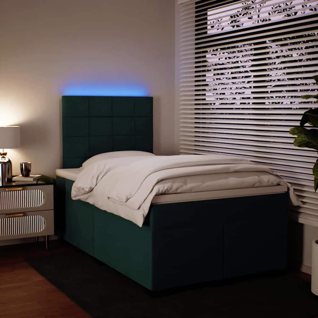 Κρεβάτι Boxspring με Στρώμα Σκούρο Πράσινο 120x200εκ. Βελούδινο - Pakobazaar