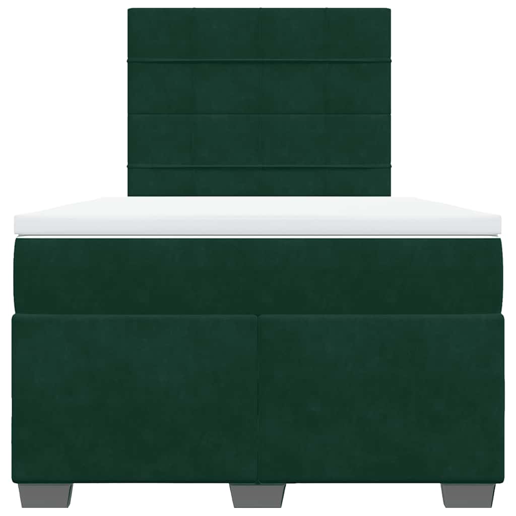 Κρεβάτι Boxspring με Στρώμα Σκούρο Πράσινο 120x200εκ. Βελούδινο - Pakobazaar