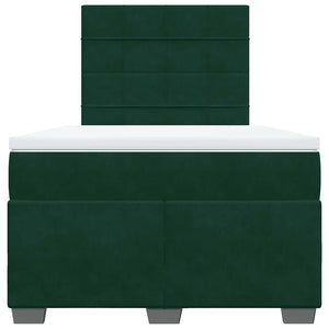 Κρεβάτι Boxspring με Στρώμα Σκούρο Πράσινο 120x200εκ. Βελούδινο - Pakobazaar