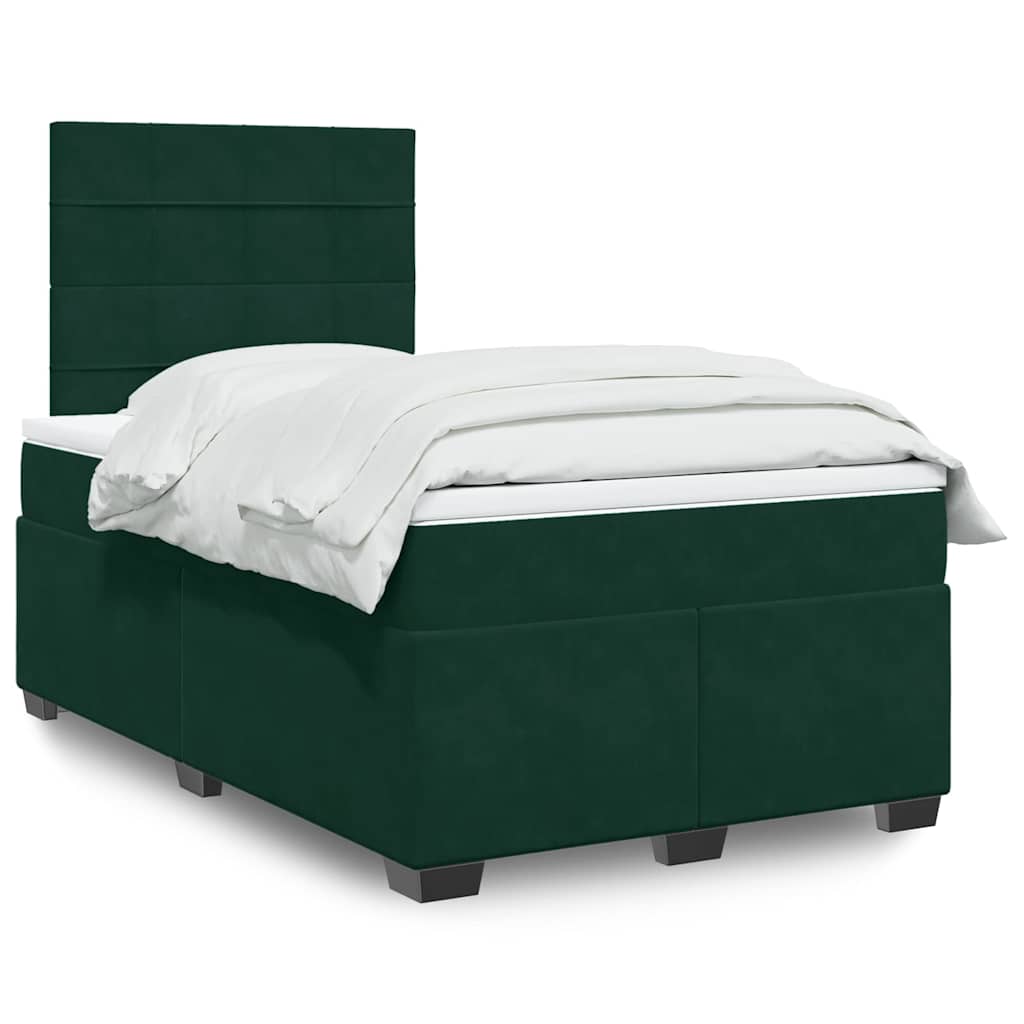 Κρεβάτι Boxspring με Στρώμα Σκούρο Πράσινο 120x200εκ. Βελούδινο - Pakobazaar